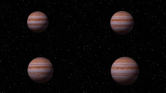 木星恒星背景中的缓慢3d逼真旋转变焦