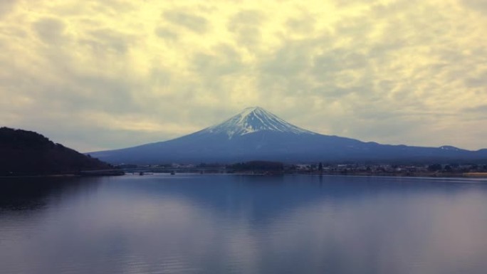 河口湖富士山鸟瞰图