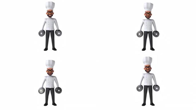 有趣的3D卡通印度厨师与阿尔法