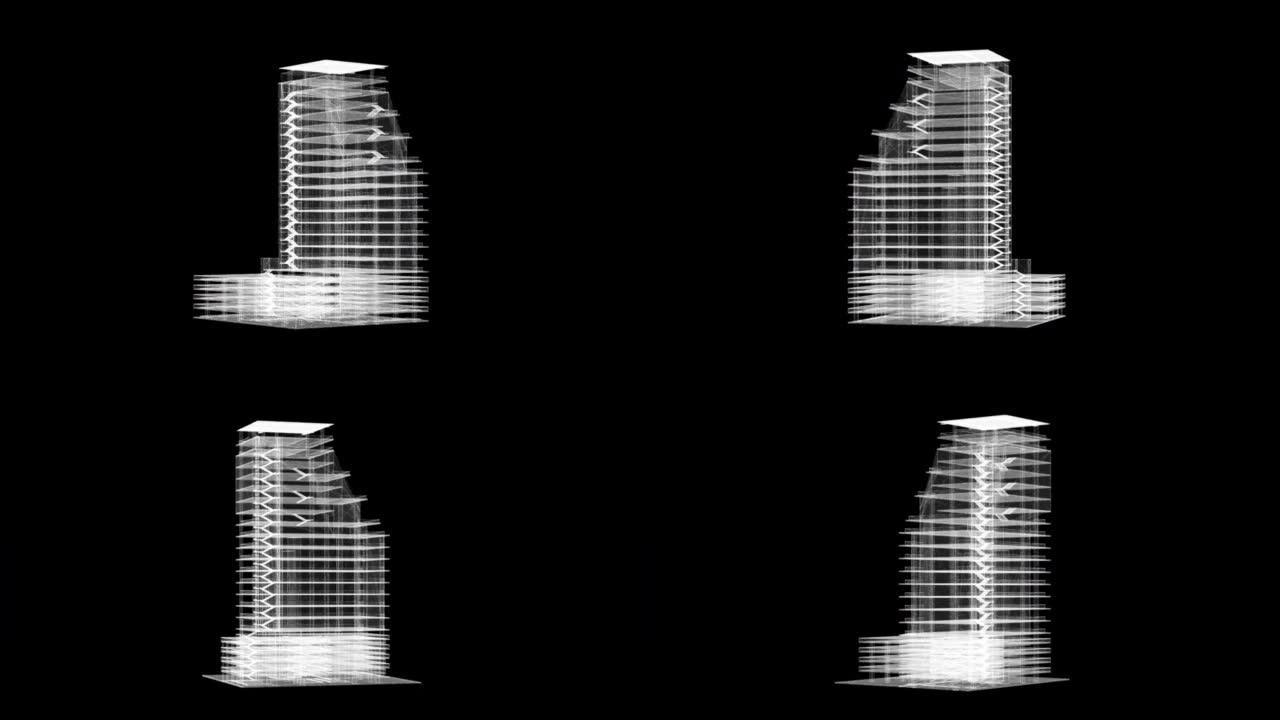 全息数字抽象建筑旋转