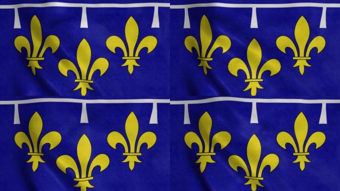 法国Orleanais国旗，随风飘扬。逼真的旗帜背景