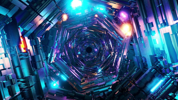 科幻霓虹空间穿梭隧道