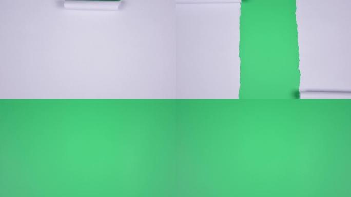 绿色屏幕背景上的撕纸过渡