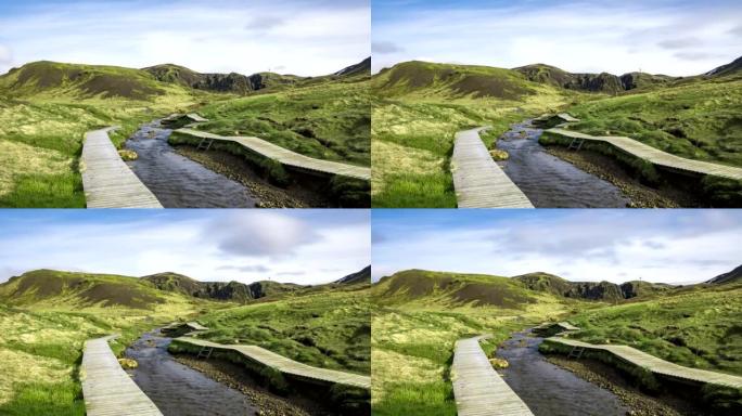 冰岛雷克雅未克附近的雷克雅达卢河谷的热河。
