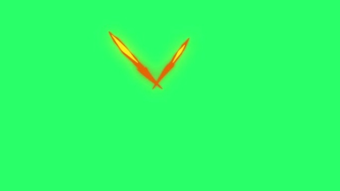 动画橙色速度线效果隔离在绿色背景上。