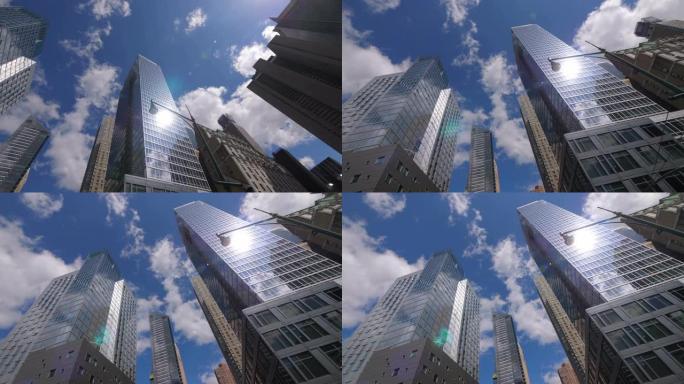 纽约市玻璃摩天大楼4k慢动作60fps
