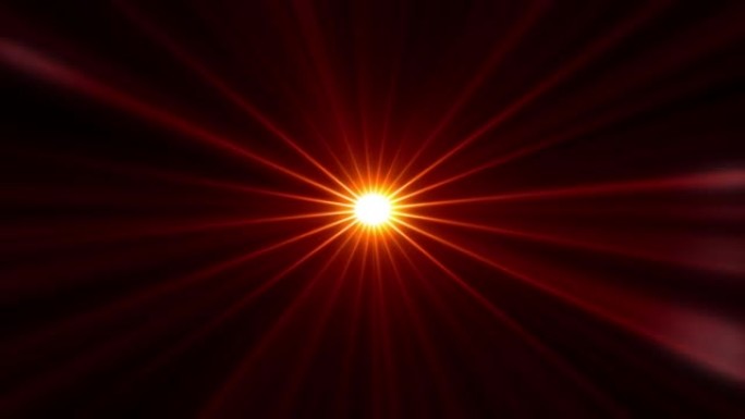 抽象环辉光红色橙色耀斑闪耀光与从中心恒星旋转发出的中心耀斑光一起火花。4K 3D分形无缝循环无限复杂