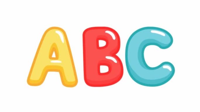 动画搞笑彩色字母ABC。白色背景上孤立的明亮矢量插图。