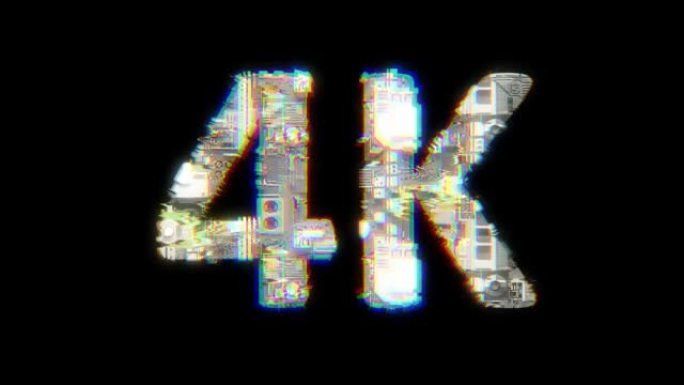 黑色bg上的故障风格网络动画文本4K，孤立循环视频