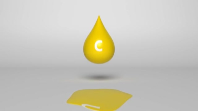 下降和融化黄色维生素c作为一滴。循环3D背景