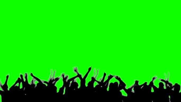 绿色屏幕上的人群跳舞剪影