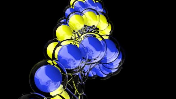 DNA玻璃黄色蓝色球体黑色医学设计细胞结构能够循环无缝4k