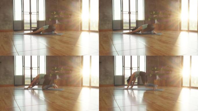 亚洲瑜伽教练在健身工作室锻炼健康的生活方式。