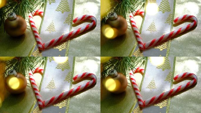 圣诞糖果手杖留给圣诞老人了。圣诞家居装饰。气氛气氛。