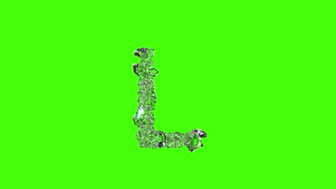 最好的钻石水晶字体-绿色屏幕上的字母L，孤立循环视频