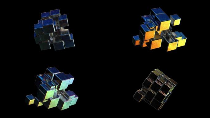 抽象钢立方形状动画循环