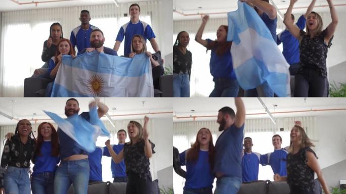 阿根廷球迷庆祝进球