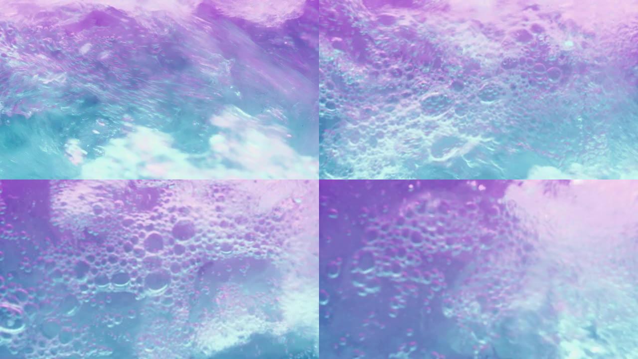 水泡水飞溅虹彩紫蓝