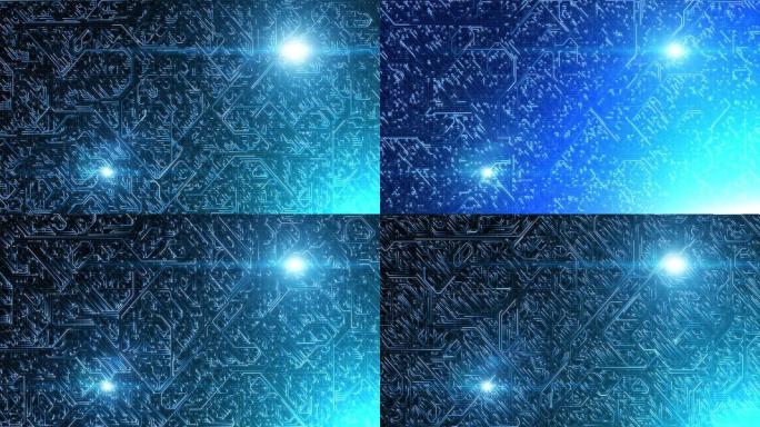 带闪光灯的抽象数字电路板背景。