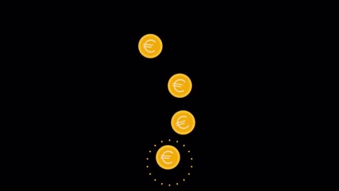 带有欧元符号的金币在空中漂浮。金融和经济概念。阿尔法通道。