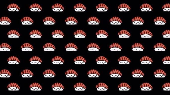 日本寿司的动画图案，带有带有alpha通道的鲑鱼片