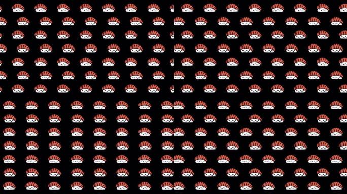 日本寿司的动画图案，带有带有alpha通道的鲑鱼片
