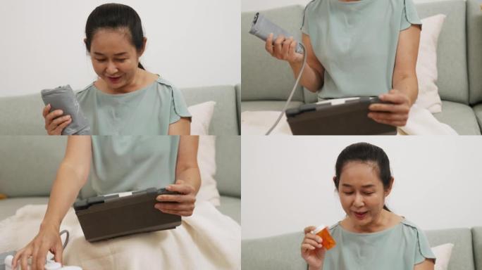 亚洲高级患者在平板电脑上与医生交谈
