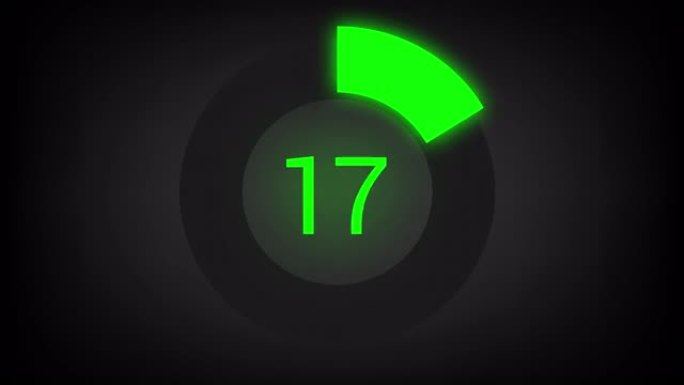 数值计数从0到22。带有明亮霓虹绿光的圆形进度条