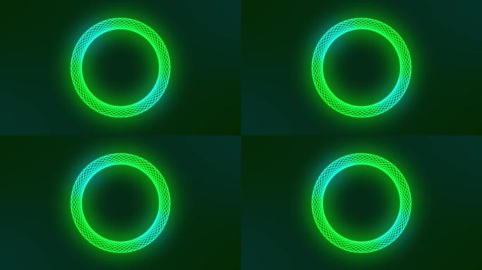 绿色和蓝色渐变动画旋转圆形图案元素，