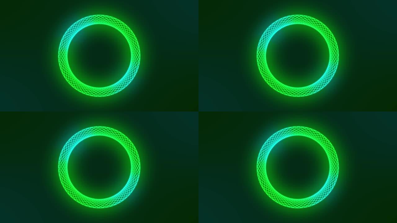 绿色和蓝色渐变动画旋转圆形图案元素，