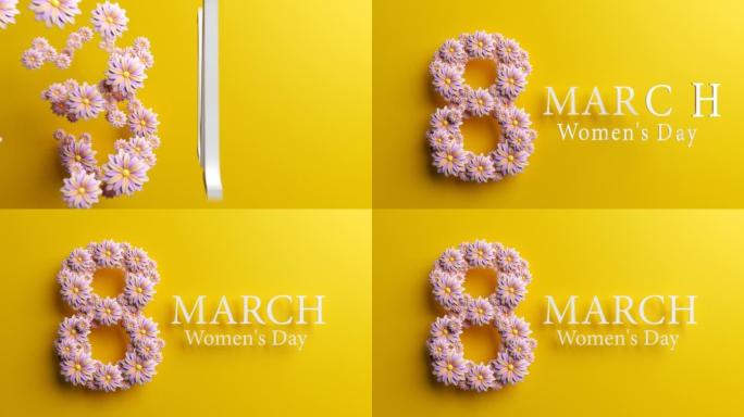 8黄色背景下的3月妇女节概念