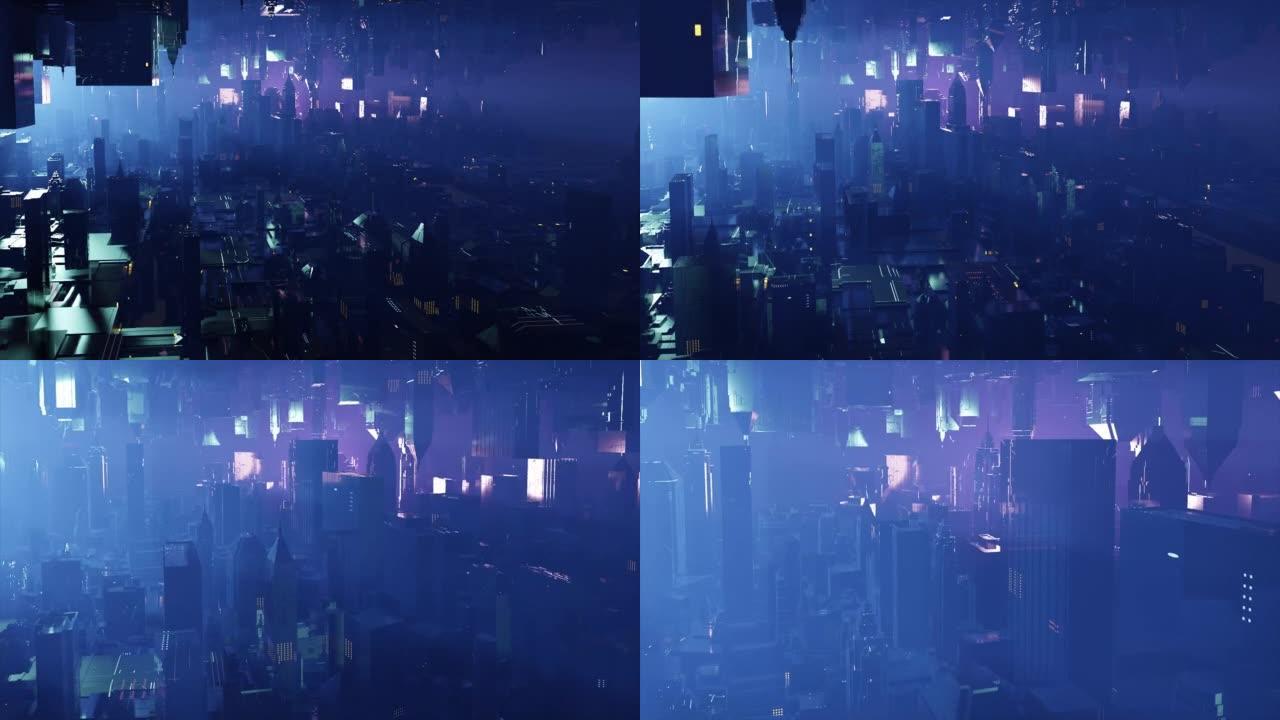 4k 3d动画-外星人科幻城市的模型