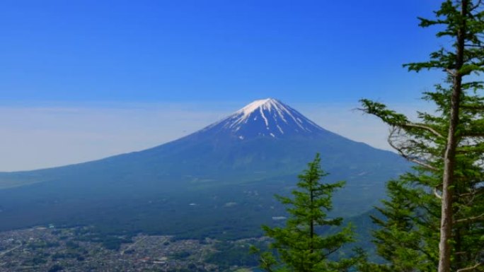 从新鲜的绿色Shindo山口看到的富士山