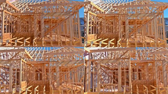新发展中的在建木屋建筑框架结构框架