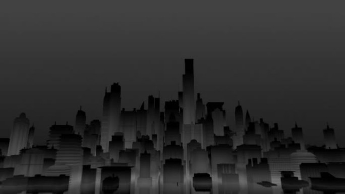 晚上带着luma哑光走向一个孤立的3D市中心轮廓