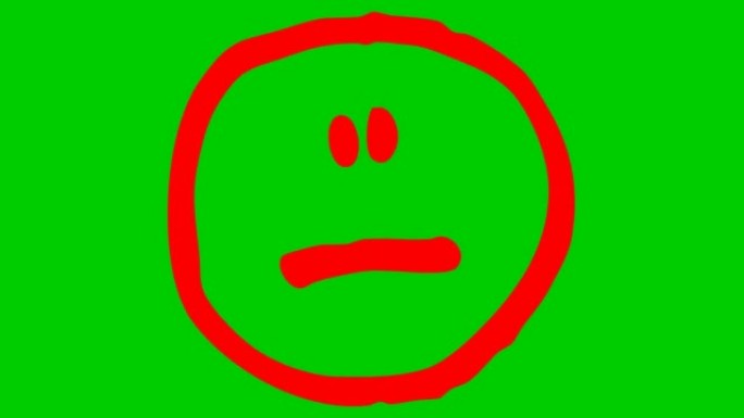 动画的情绪图标集。不同的表情。红色笑脸涂鸦。情绪的概念。循环视频。手绘矢量插图孤立在绿色背景上。