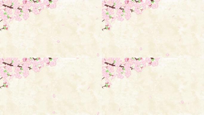 樱花花瓣落在日式樱花背景插图4k视频素材上的循环动画。