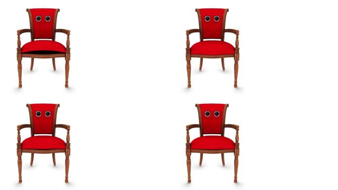 人物红色椅子环形白色背景