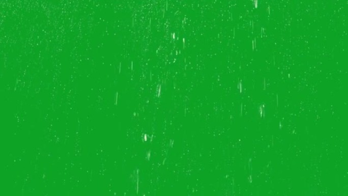 雨滴落在玻璃窗绿色屏幕上