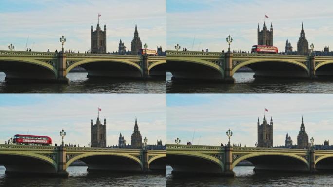 泰晤士河和英国国会大厦，一个受欢迎的建筑和旅游景点，以及在英国伦敦参观的地方