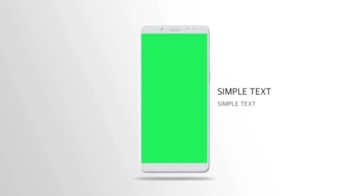 具有文本简单文本和绿屏的逼真智能手机。