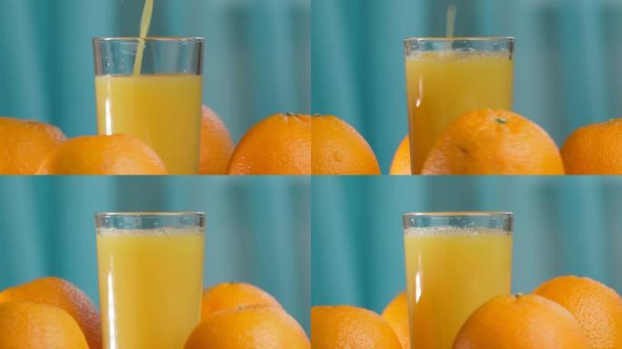 鲜榨橙汁健康。水果饮料。选择性聚焦。维生素c。健康的生活方式概念。