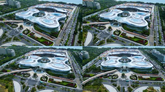 海南省三亚市三亚国际免税城航拍建筑与风景