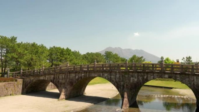 可以看到西田桥和樱岛的美丽公园