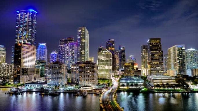 佛罗里达州迈阿密欧洲城镇夜景延时摄影科技