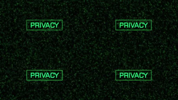 计算机二进制背景上的隐私概念。二进制代码和矩阵背景上的隐私文本