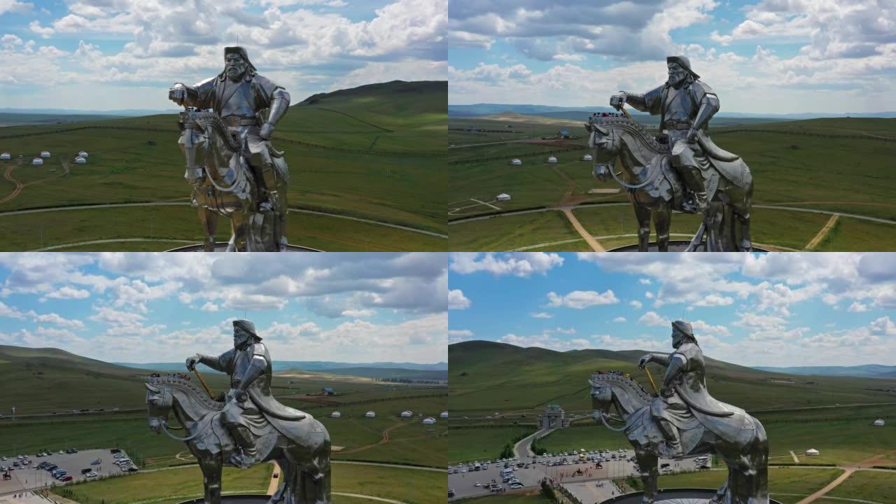 鸟瞰蒙古成吉思汗雕像