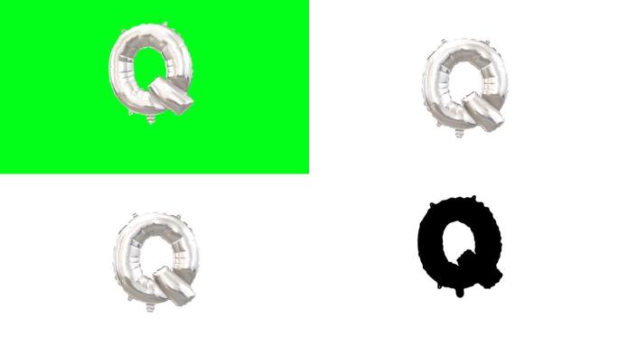 带字母Q的氦气球。循环动画。