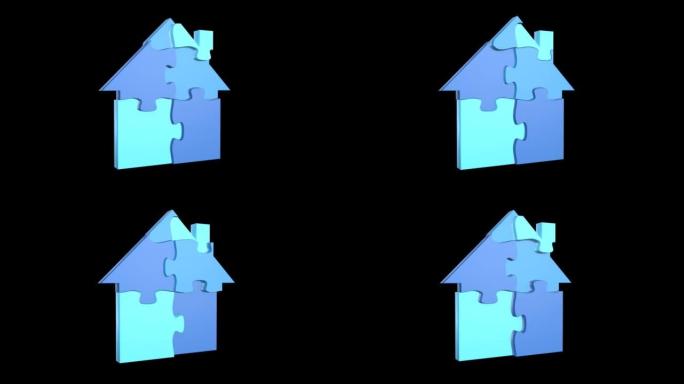 拼图房屋，建筑物业房地产住宅建筑保险概念，通货膨胀