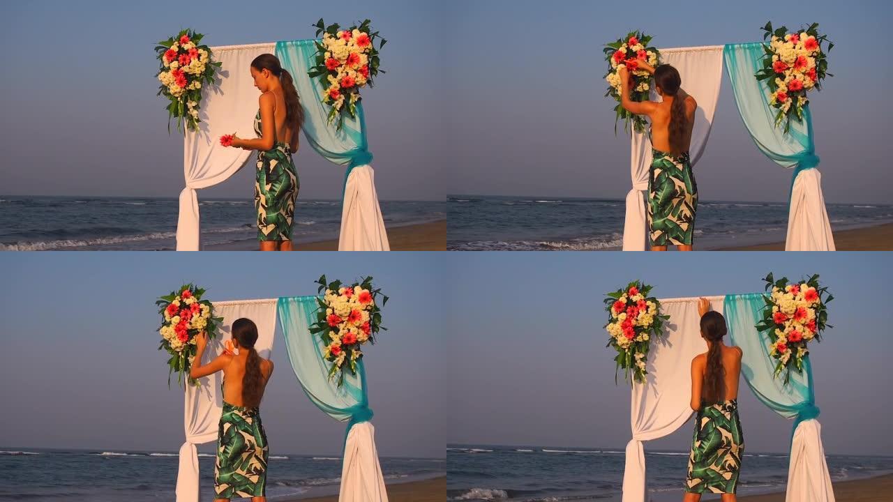 海洋海滩婚礼拱门装饰花饰